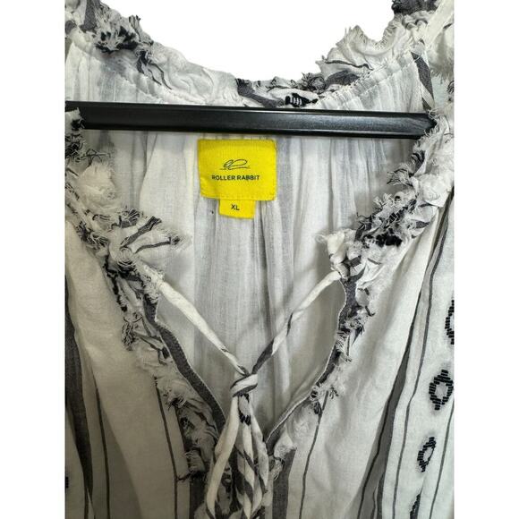 Roller Rabbit Odelle Dress Sleeveless Geometric Stripe Cotton Gray White Size XL - Picture 7 of 12